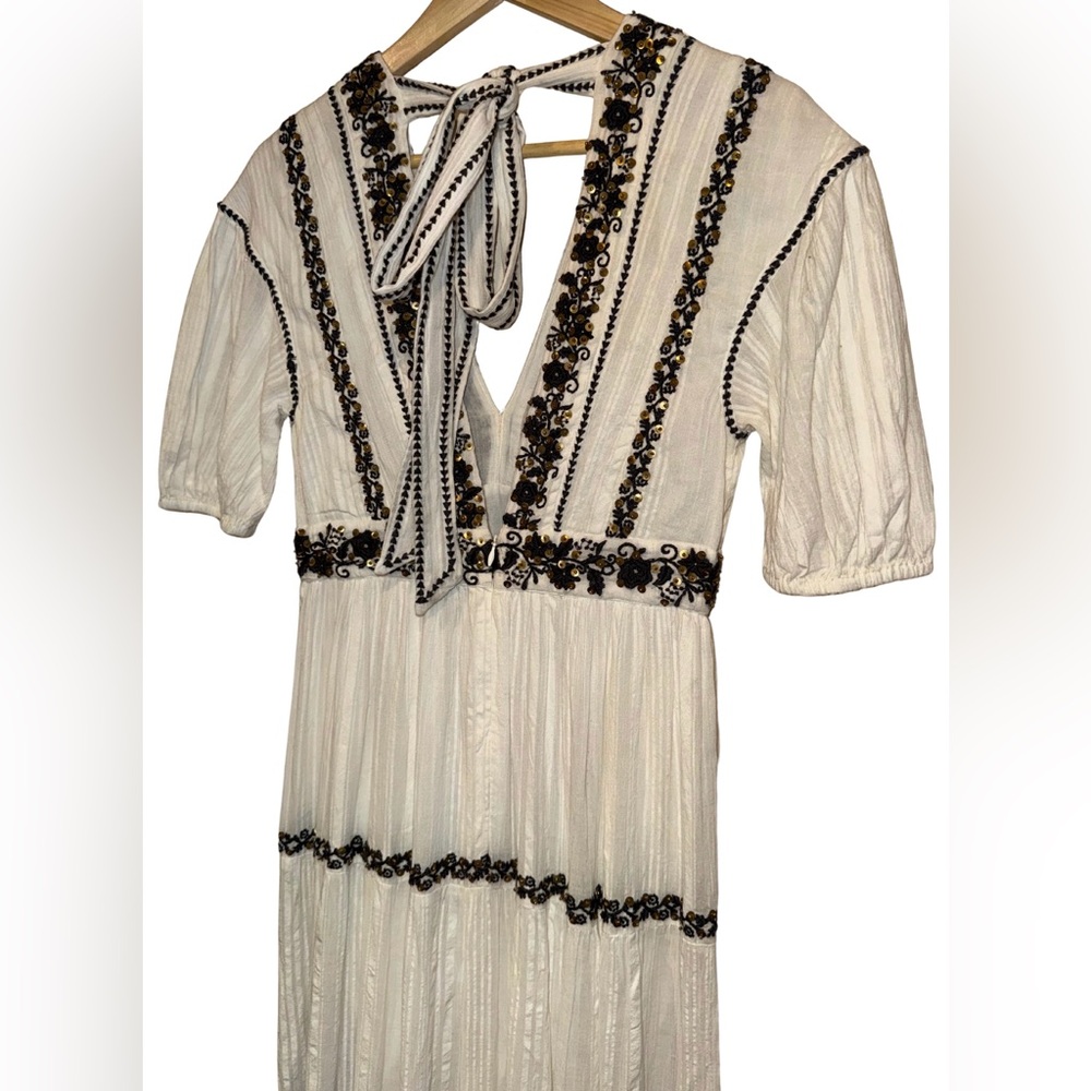 Ulla Johnson Alma Dress Blanc 100% Cotton Gauze 4 Maxi Sequin Embroidered $795 - Picture 9 of 11